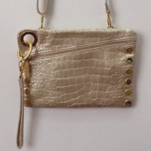 Hammitt Bag Champagne Metallic Croc Leather Gold … - image 1